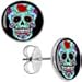 Blue Sugar Skull Stud Earrings