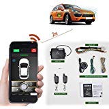 Remote Car Starter 2-Way Automatic Car Alarm System Phone APP Keyless Entry PKE Central Locking with Two 4-Button Controls Remote Start