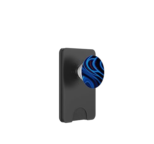 Waves with Black Background in Blue Color PopSockets PopWallet for MagSafe