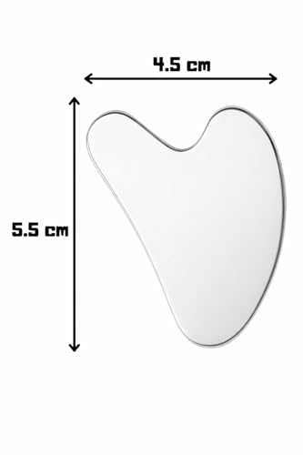 Pedra Gua Sha Inox Profissional – Massageador Facial e Corporal Anatômico, Drenagem Linfática e Lifting Natural, Aço Inoxidável Médico, Reutilizável e Higiênico (Inclui Bolsinha Protetora)