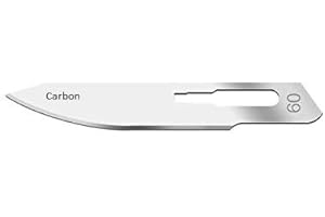 MedBlades Box of 100 Carbon Steel Blades, Sterile, Individually Foil Wrapped. Dental, Surgical, Veterinary, Dermaplane, Hobby, Craft & More (# 60, Carbon)