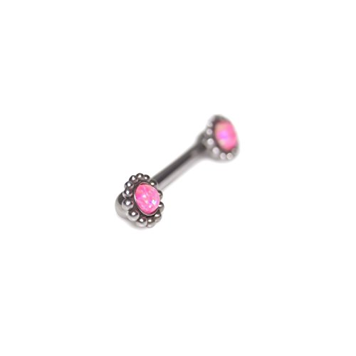 Surgical Steel Nipple Barbell Earring, Nipple Shield Barbell Ring Bar, Externally Threaded Nipplering Barbell, Nipple Ring Piercing Women 14g, Straight Bar with Opal
