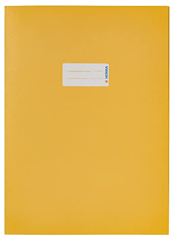 HERMA Copertina per libretto A4 giallo, copertina per libretto con campo di iscrizione in robusta carta riciclata e colori intensi, protezione per libretto per quaderni, colorata