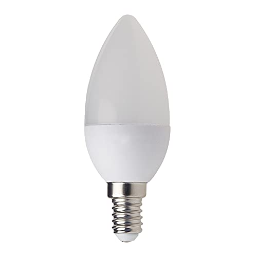 Velamp LED Bulb, Olive C37, Edison E14 Base, 6W (470 lumens Equivalent to 40W), Warm White Light 3000K, SMD Technology, 220° Beam