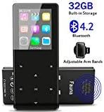 MP3 Player with Bluetooth 4.2, Portable Lossless Sound Metal Music Player with Internal Speaker, FM Radio Armband Pedometer Voice Recorder, Support up to 128GB … (16GB)