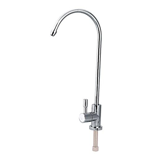 Drinking Water Filter Tap, 1/4'' Stainless Steel Kitchen Sink Faucet Tap Long Reach Chrome Swan Neck Kitchen Sink Mixer Taps Fits Water Filter Systems and Reverse Osmosis Systems