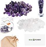 Eco-Fused Tumbled Chips Stone Crushed Glass Crystal Pieces, Amethyst & Quartz Rock