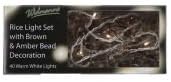40 Bulb Rice Light Set with Brown/Amber Beads