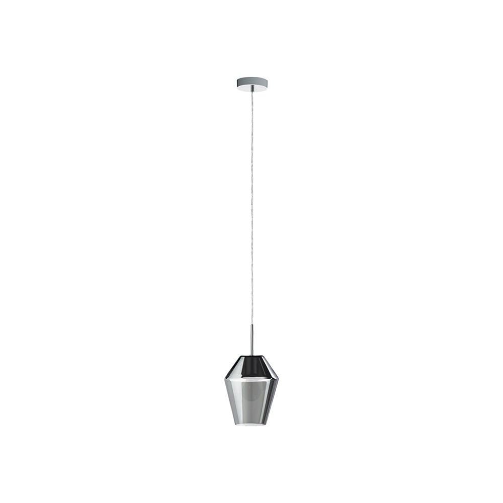 EGLO Murmillo Pendant Lamp, Chrome-Coloured Steel and Smoked Glass Ceiling Light, Dining and Living Room Hanging Lighting, E27 Socket