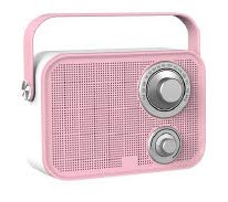 Sylvania Bluetooth Speaker, Retro Vintage Surround Sound Outdoor Wireless Boombox Speaker for Ipad, iPhone, Samsung, Pixel and Other Music Players, with FM Radio