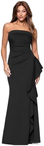 xscape deep v neck skater dress Xscape Long Sleeve Scuba Dress with Side Ruching Women's Dress : 12