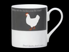 Repeat Repeat Bone China Mug, Silhouette Why Did The Chicken Cross The Road