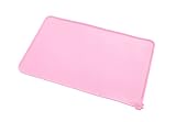 Gefry Pet Food Silicone Bowl Mat FDA Grade Feeding Tray Cats Dogs (Pink)