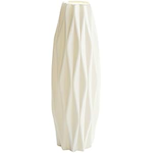 Plastic Vase,8.4" Minimalist Modern Flower Vase,Ribbed Textured Decorative Vases,Cylinder Vases for Pampas Grass,Bud Vase for Centerpieces Home Decor Table Wedding Living Room Bouquet