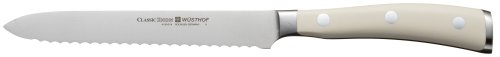 Wusthof Classic Ikon 5-Inch Serrated Utility Knife, Creme