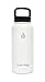Hydrology with 4 LIDS Double Wall Vacuum Insulated Stainless Steel Water Bottle Flask - Keeps Cold and HOT (Vivid White, 32 oz)
