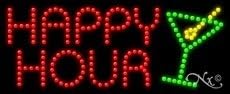 LED Happy Hour Sign for Business Displays | Horizontal Electronic Light Up Sign for Bars, Restaurants, Pubs | 11"H x 27"W x 1"D