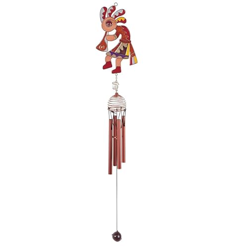 ICE ARMOR 28" Long Kokopelli Copper and Gem Wind Chime Statue Sculpture Ornamen…