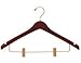 Wooden Curved Combo Hanger, Walnut Finish with Brass Hardware, Box of 25 by The Great American Hanger Company