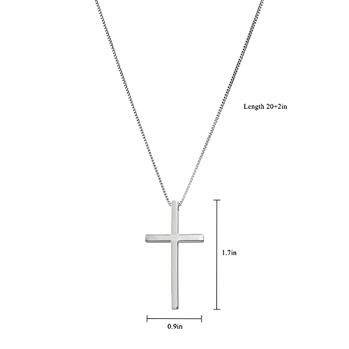 Pinsparkle Necklace for Women, Silver Stainless Steel Cross Pendant Necklace 1.7\