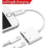 Headphone Jack Splitter Adapter AUX Audio & Charger & Call & sync Cable Compatible for iPhone 7 8 X Dongle Accessory Connector Compatible iOS 10.3 Higher,Compatible iPhone Adapter for iPhone Headset