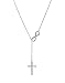 Infinity Cross Pendant Y Necklace Lariat Style | .925 Sterling Silver | 3 Finishes Available