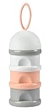 BEABA Formula & Snack Container, 3 compartments with Funnel and Carry Handle, Blush