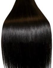 Jet Black Clip in Hair Extensions Straight Remy Human Hair Black Clip in Human Hair Extensions 18 Inches(45cm) 70g 7pcs/set, Color #1 Jet Black