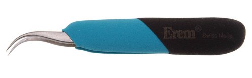 Erem E7SA Stainless Steel Curved Micro Point Anti Magnetic Ergonomic Tweezer, 5" Overall Length - Thumbnail 2