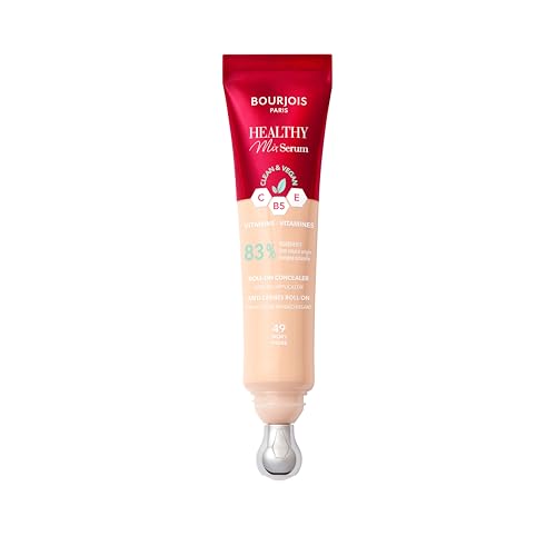 Healthy Mix 2-in-1 Correttore in siero, Leviga rughe e segni d’espressione, Rinfresca il contorno occhi, con Caffeina, Vitamine C, E e B5, Vegano, Applicatore rinfrescante, Ivory, 11 ml