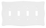 Brainerd 64602 Nylon Quad Toggle Switch Wall Plate / Switch Plate / Cover, White