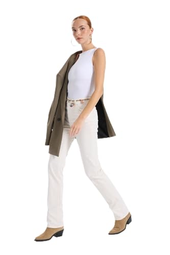 Armani Exchange Women's J08-slim Straight Jeans White 33