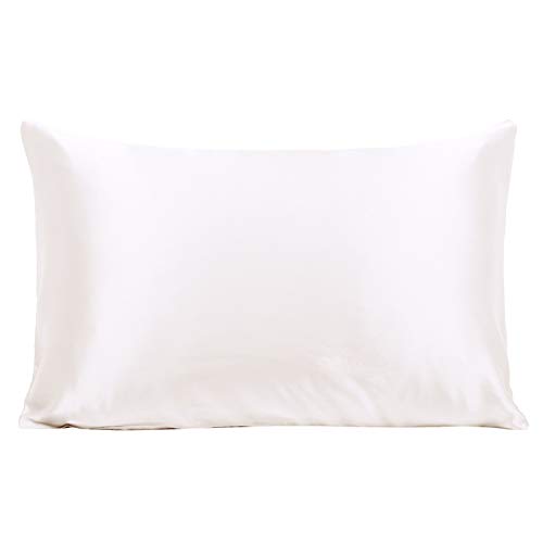 Ravmix 100% Pure Natural Mulberry Silk Pillowcase Queen for Hair and Skin with Hidden Zipper, 21 Momme 600TC Hypoallergenic Soft Breathable Pillow Cover 1pcs (20Ã—30inches, Ivory White)