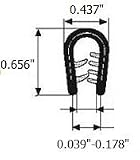 Edge Trim Black&nbsp;large U height 0.656" U Height x 0.039"-0.178" grip range (20 Feet)