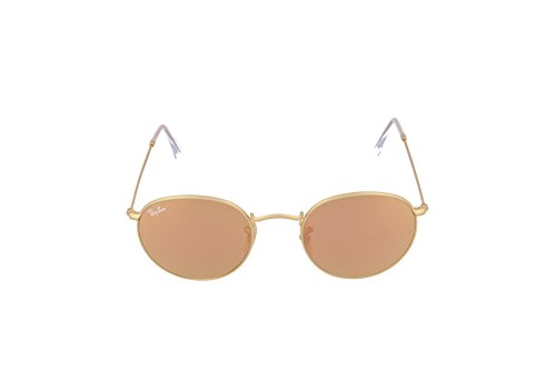 Ray-Ban ROUND METAL - MATTE GOLD Frame BROWN MIRROR PINK Lenses 50mm Non-Polarized