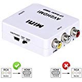 RCA to HDMI Converter, AV to HDMI Adapter, 3RCA CVBs Composite Audio Video to 1080P HDMI Supporting PAL/NTSC for PC Laptop Xbox PS3 TV STB VHS VCR Camera DVD Etc