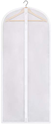 SteadMax Zippered Garment Bag, Large 53 x 23 inches, Heavyweight Dress Bag for Gowns, Suits, Jackets, Dresses, Hanging Clothing Storage Bag, Water Repellent, Dust Proof, Clear (1 Pack)
