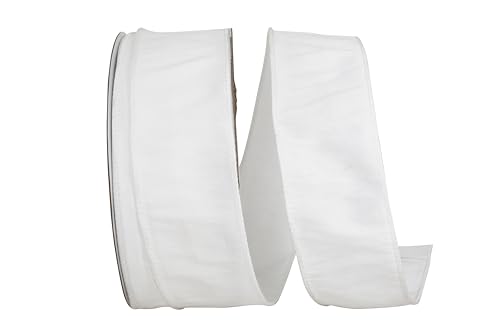 Ribbon - Dupioni Supreme Wired Edge, White, 2-1/2 Inch, 50 Yards