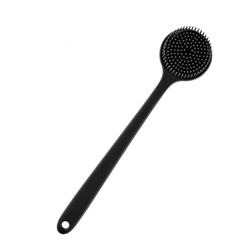 cepillo de silicona para cuerpo - 1 cepillo de limpieza de espalda de mango largo, cepillo de baño corto, cepillo para lavar el pelo y cepillo para lavar la cara, herramientas de limpieza (black)