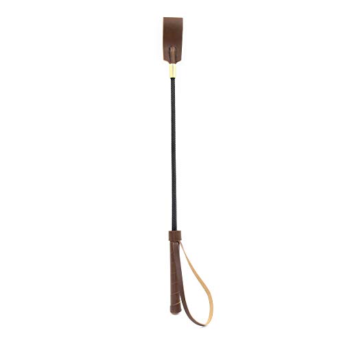 HOT TIME Horse Riding Crop 18" Fiberglass Shaft with Leather Whip Stick (Brown) - Thumbnail 4