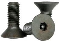 Socket Flat Countersunk Head Cap Screw, Tamper Proof, 1/4-20 x 3/8", Alloy Steel, Black Oxide, Hex Socket + Center Pin (Quantity: 100) Full Coarse Thread 1/4 inch, Length: 3/8 inch
