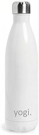 Yoga Water Bottles - Stainless Steel Water Bottle for Yoga - BPA Free Water Bottle for Yogis in Yoga - 17oz Vacuum Insulated Yogi. Yoga Water Bottle YOGI-108W, White