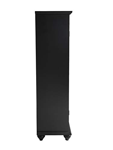 Kings Brand Furniture- Halswelle 2-Door Black Curio Bookcase Cabinet with Glass Doors