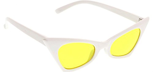 WebDeals - Cateye or High Pointed Eyeglasses or Sunglassesâ€¦â€¦ (Chic Cat, White/Yellow)
