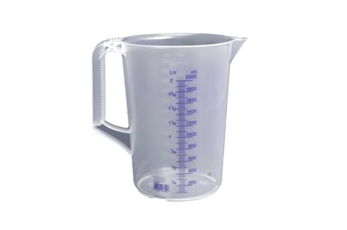 hünersdorff verre doseur 2l | polypropylène (PP) | incassable | lavable au lave-vaisselle | avec poignée | transparent avec graduation bleue | mesure 2000ml