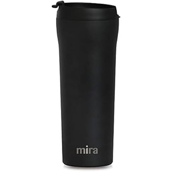 MIRA 16 oz Stainless Steel Insulated Travel Mug with lid | Spill Proof Vacuum Insulated Car Tumbler Cup for Coffee & Tea | Thermos Keeps Drinks Steaming Hot or Ice Cold | Black