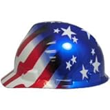 MSA V-Gard Cap Style Patriotic Hard Hat with American Stars and Stripes- One Touch Suspension