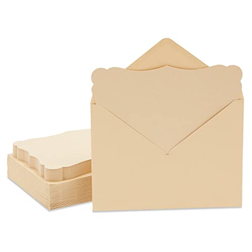50 Pack Blank Invitations with Envelopes, Printable Kraft Cardstock