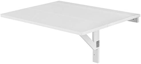 GHP 66-Lbs Capacity 31.5"x23.5"x17.0" White MDF & Wood Wall Mounted Drop-Leaf Table