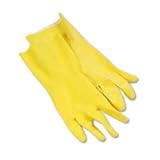 Galaxy Flock-Lined Latex Cleaning Gloves, Large, Yellow, 12 per Pack